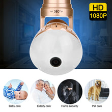 Carregar imagem no visualizador da galeria, Lâmpada panorâmica 1080P 2MP infravermelho e luz branca Câmera IP sem fio Wi-Fi FishEye Mini lâmpada Wifi Cam CCTV Câmera de segurança doméstica