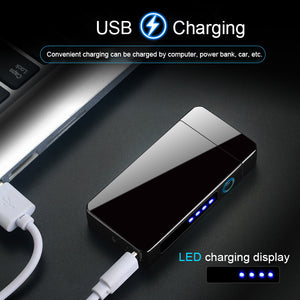 Isqueiro Eletrônico Recarregável À Prova de Vento Duplo arco Com Display Led de Energia
