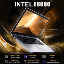 Carregar imagem no visualizador da galeria, Computador portátil ultrafino de 15,6 &quot;Intel E8000 / Z8350 Quad Core 4G + SSD de 64G 2.4G / 5G WiFi Bluetooth HDMI