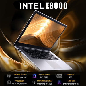 Computador portátil ultrafino de 15,6 "Intel E8000 / Z8350 Quad Core 4G + SSD de 64G 2.4G / 5G WiFi Bluetooth HDMI