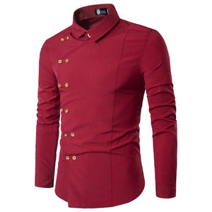 Camisa de Manga Longa Masculina de Ajuste Fino