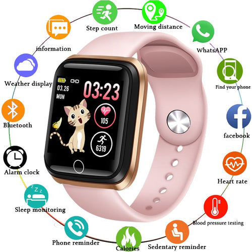 Relógio inteligente feminino esportivo pulseira inteligente IP67 relógio à prova d'água pedômetro monitor de frequência cardíaca LED tela colorida para Android ios