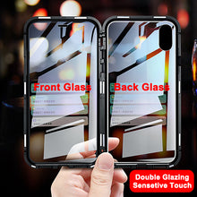Carregar imagem no visualizador da galeria, Capa de metal de adsorção magnética 360 para iPhone SE 11 Pro XS Max XR Capa de vidro dupla face para iPhone 7 8 6 6s Plus Capa de ímã