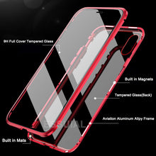 Carregar imagem no visualizador da galeria, Capa de metal de adsorção magnética 360 para iPhone SE 11 Pro XS Max XR Capa de vidro dupla face para iPhone 7 8 6 6s Plus Capa de ímã