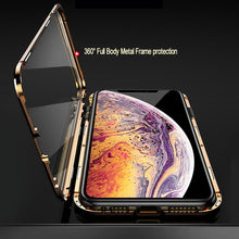 Carregar imagem no visualizador da galeria, Capa de metal de adsorção magnética 360 para iPhone SE 11 Pro XS Max XR Capa de vidro dupla face para iPhone 7 8 6 6s Plus Capa de ímã
