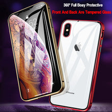 Carregar imagem no visualizador da galeria, Capa de metal de adsorção magnética 360 para iPhone SE 11 Pro XS Max XR Capa de vidro dupla face para iPhone 7 8 6 6s Plus Capa de ímã