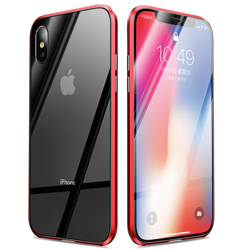 Capa de metal de adsorção magnética 360 para iPhone SE 11 Pro XS Max XR Capa de vidro dupla face para iPhone 7 8 6 6s Plus Capa de ímã