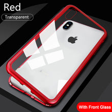 Carregar imagem no visualizador da galeria, Capa de metal de adsorção magnética 360 para iPhone SE 11 Pro XS Max XR Capa de vidro dupla face para iPhone 7 8 6 6s Plus Capa de ímã