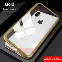 Carregar imagem no visualizador da galeria, Capa de metal de adsorção magnética 360 para iPhone SE 11 Pro XS Max XR Capa de vidro dupla face para iPhone 7 8 6 6s Plus Capa de ímã