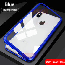 Carregar imagem no visualizador da galeria, Capa de metal de adsorção magnética 360 para iPhone SE 11 Pro XS Max XR Capa de vidro dupla face para iPhone 7 8 6 6s Plus Capa de ímã