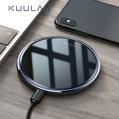 Carregador sem fio KUULAA 10W Qi para iPhone X / XS Max XR 8 Plus Bloco de carregamento sem fio com espelho para Samsung S9 S10 + Note 9 8