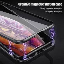 Carregar imagem no visualizador da galeria, Capa de metal de adsorção magnética 360 para iPhone SE 11 Pro XS Max XR Capa de vidro dupla face para iPhone 7 8 6 6s Plus Capa de ímã