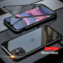 Carregar imagem no visualizador da galeria, Capa de metal de adsorção magnética 360 para iPhone SE 11 Pro XS Max XR Capa de vidro dupla face para iPhone 7 8 6 6s Plus Capa de ímã