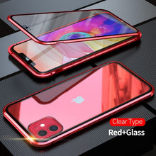 Carregar imagem no visualizador da galeria, Capa de metal de adsorção magnética 360 para iPhone SE 11 Pro XS Max XR Capa de vidro dupla face para iPhone 7 8 6 6s Plus Capa de ímã
