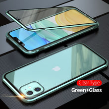 Carregar imagem no visualizador da galeria, Capa de metal de adsorção magnética 360 para iPhone SE 11 Pro XS Max XR Capa de vidro dupla face para iPhone 7 8 6 6s Plus Capa de ímã